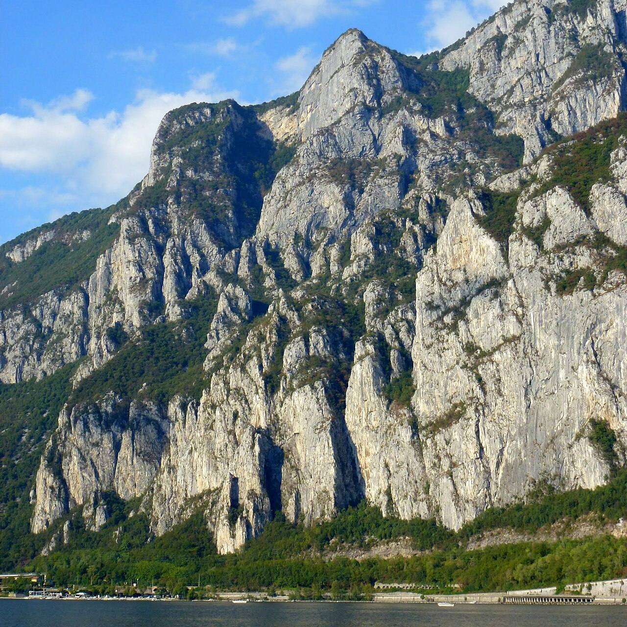 The face of Monte San Martino above the Lecco branch of the lake: the ZIS fields include engineering applied to rehabilitation and sport, a specialisation rooted in the Lecco district.